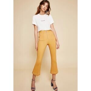 C/MEO COLLECTIVE High Rise Cropped Flare Get‎ Right Pants in Mustard Sz. Large